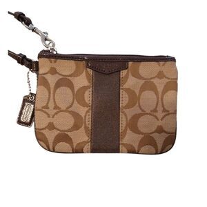 Coach brown & tan Wristlet